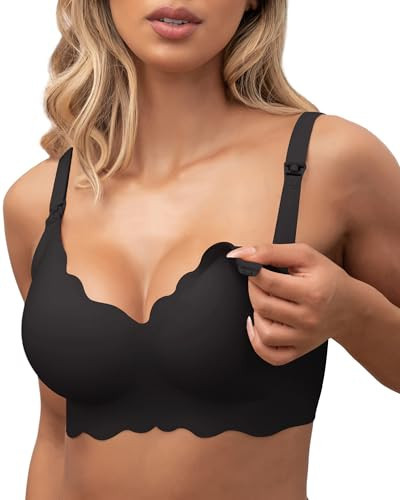 As Fairy Seamless Nursing Bras for Breastfeeding Jelly Strip Support Maternity Soft Breastfeeding Bras (Black Large) | Amazon (US)