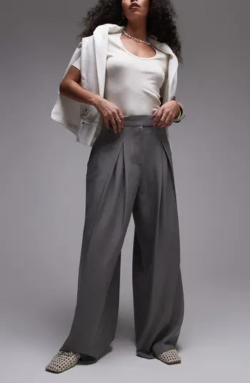 Topshop Pleated High Waist Wide Leg Trousers | Nordstrom | Nordstrom