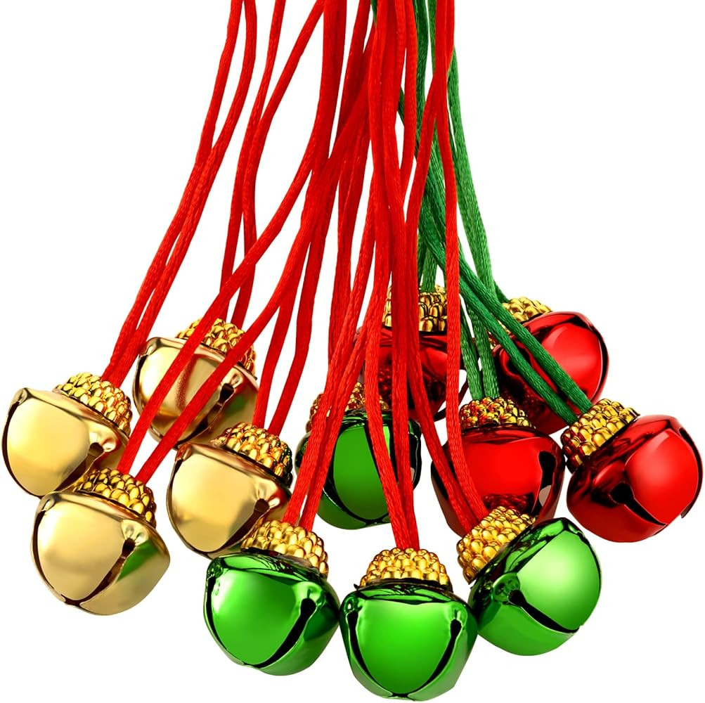 Gejoy 36 Pieces Christmas Bell Necklaces Christmas Holiday Necklaces with Ribbons for Holiday Par... | Amazon (US)