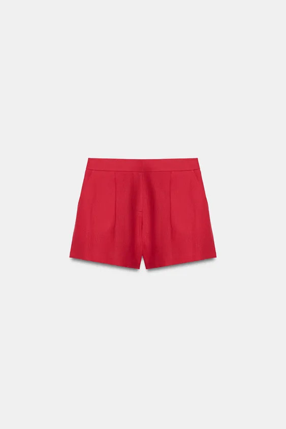 LINEN PLEATED SHORTS | Zara US