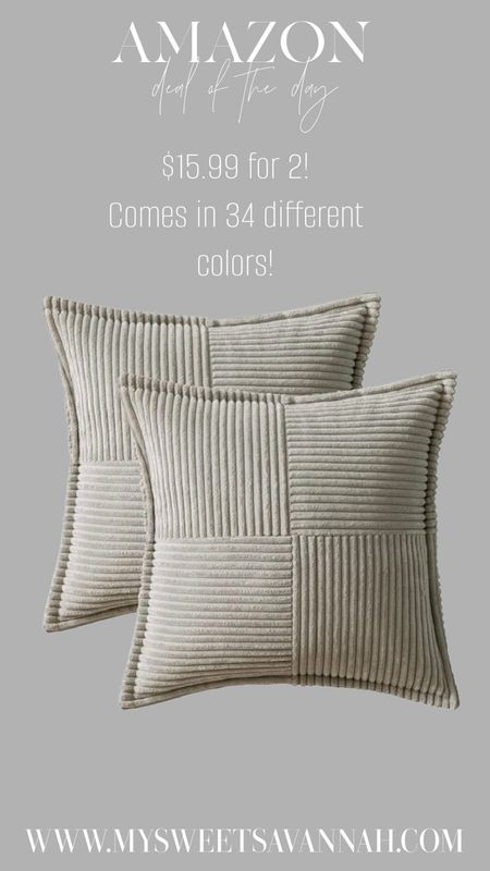MIULEE Light Grey Corduroy Pillow Covers 16 x 16 inch with Splicing Set of 2 Super Soft Boho Striped Pillow Covers Broadside Decorative Textured Throw Pillows for Couch Cushion Bed Living room
Amazon daily deal 
Sale 

#LTKsalealert #LTKfindsunder50 #LTKhome