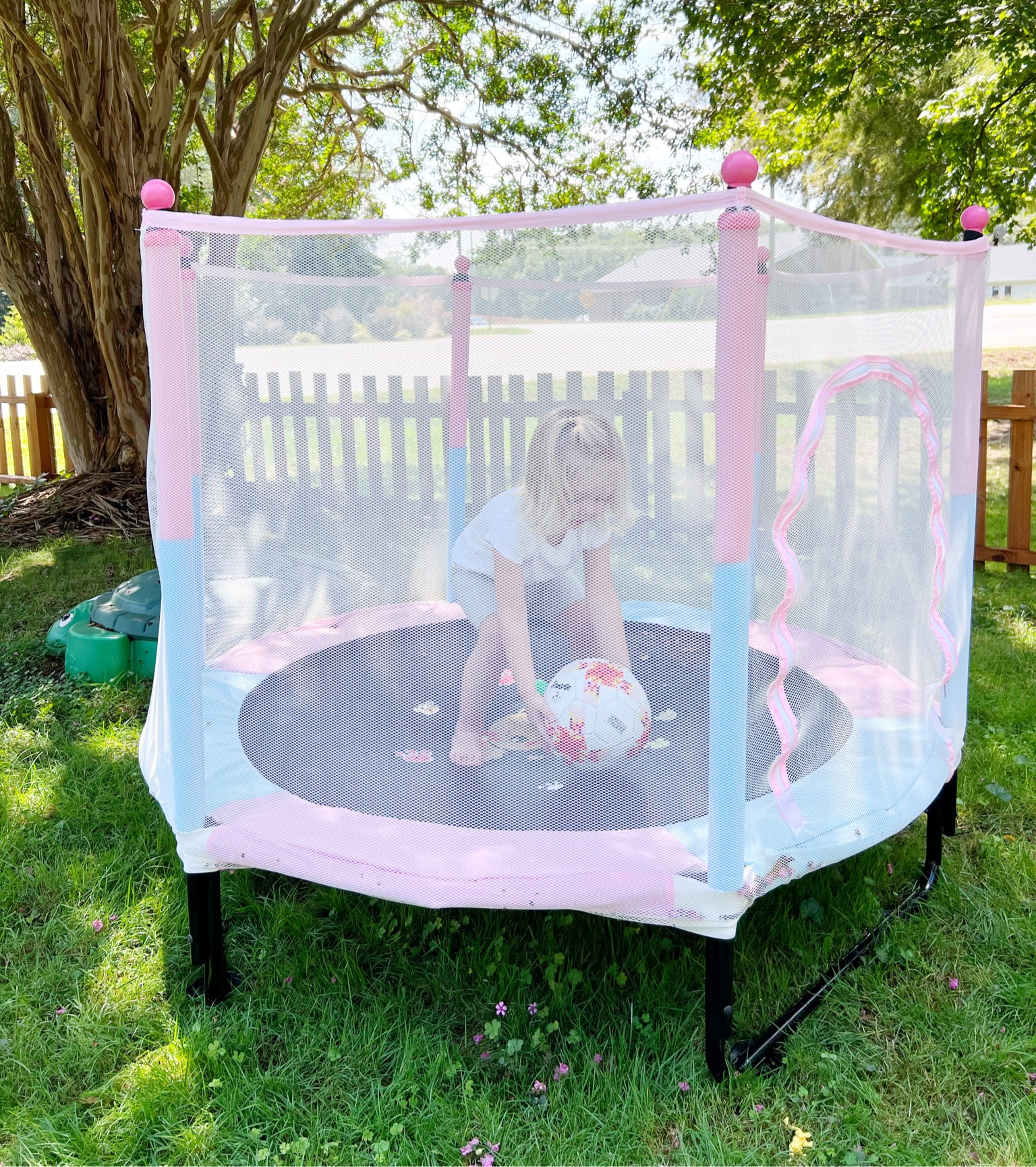 This toddler trampoline helps use get all the wiggles out before nap time! High quality and easy to assemble. The perfect set up for our 2.5 year old  

#LTKkids #LTKhome #LTKsalealert