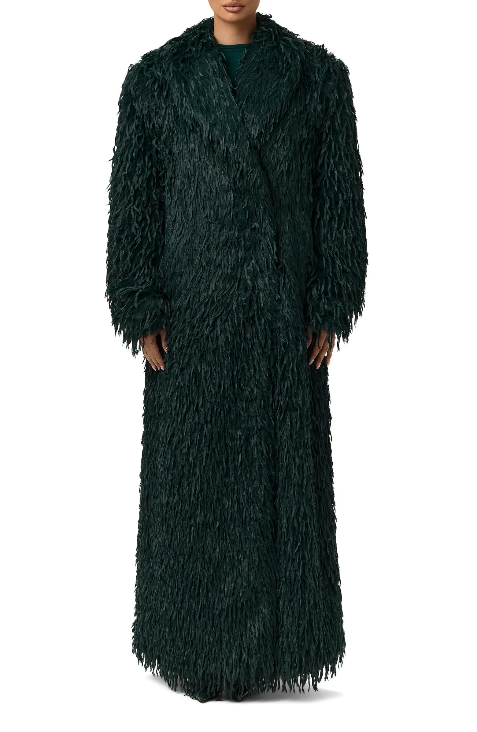 Long Faux Feather Coat | Nordstrom