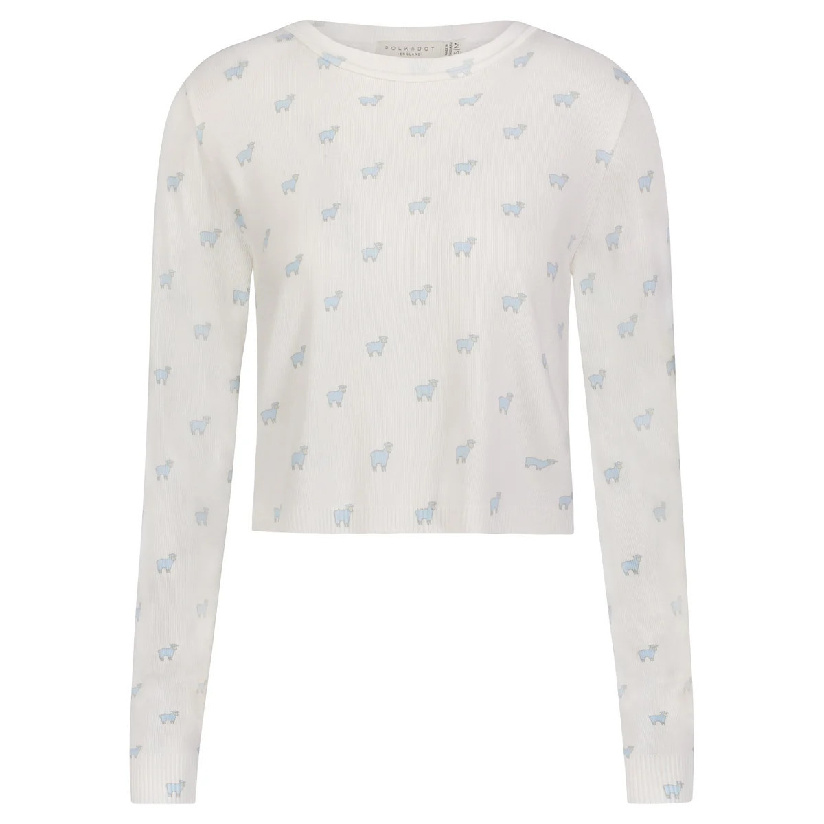 BLUE SHEEP Print PARKER CROP SLOUCHY Crew LS | Polkadot England