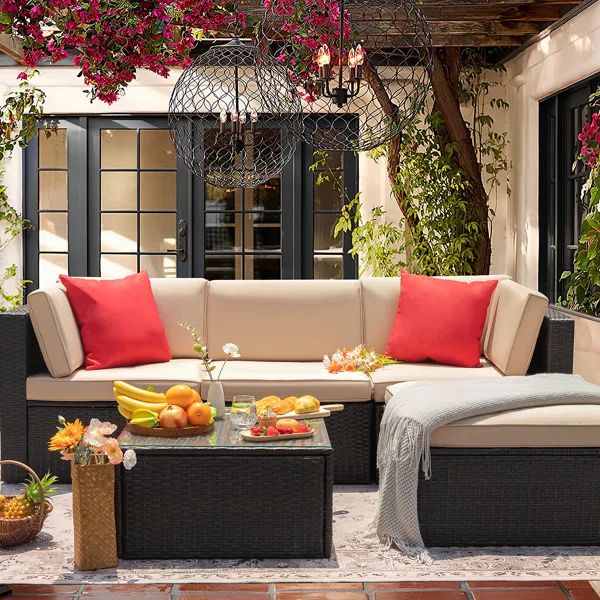 Huang Polyethylene (PE) Wicker 4 - Person Seating Group with Cushions | Wayfair North America
