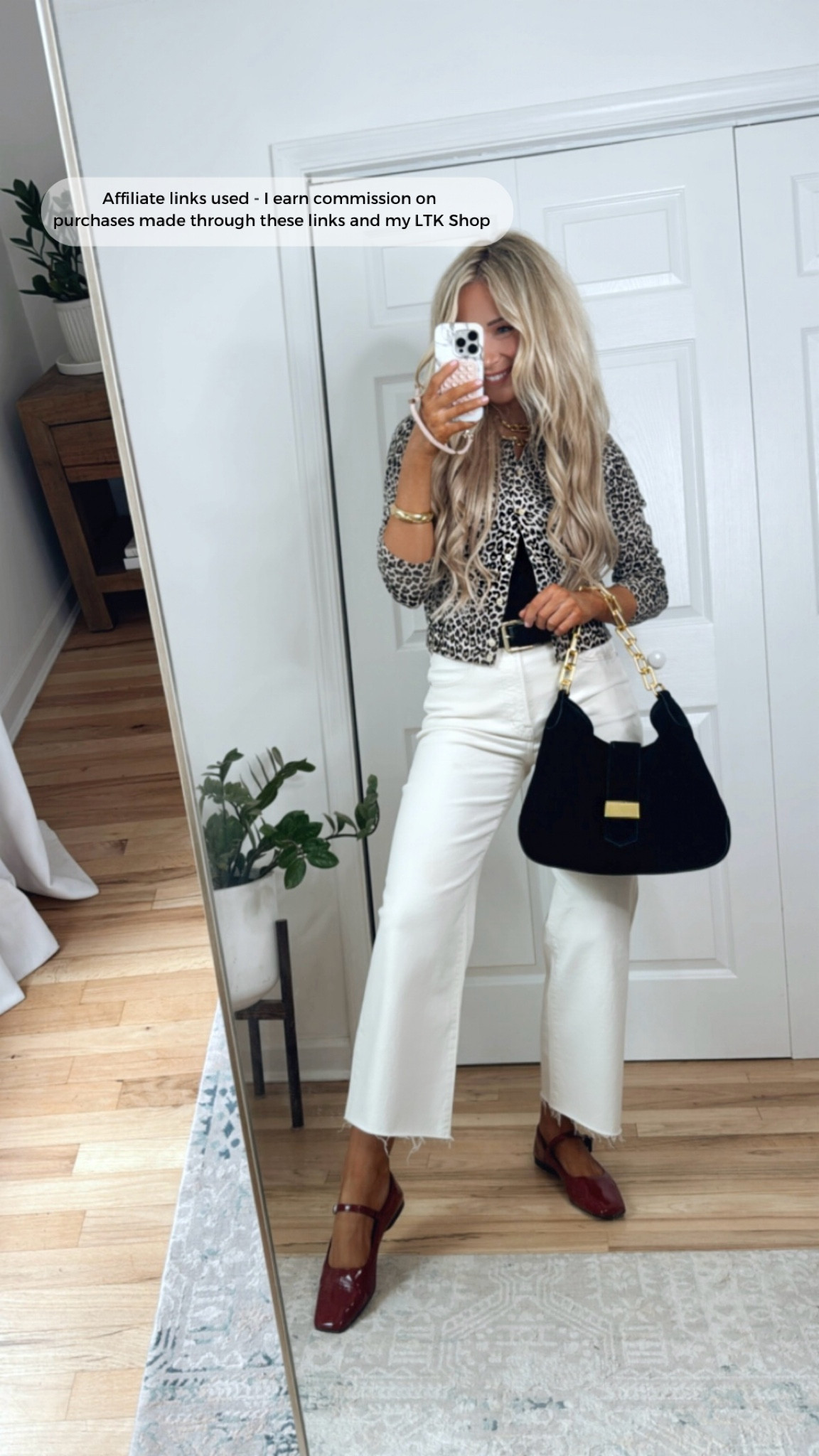 Trendy fall outfit
Leopard cardigan 
Cherry red shoes 