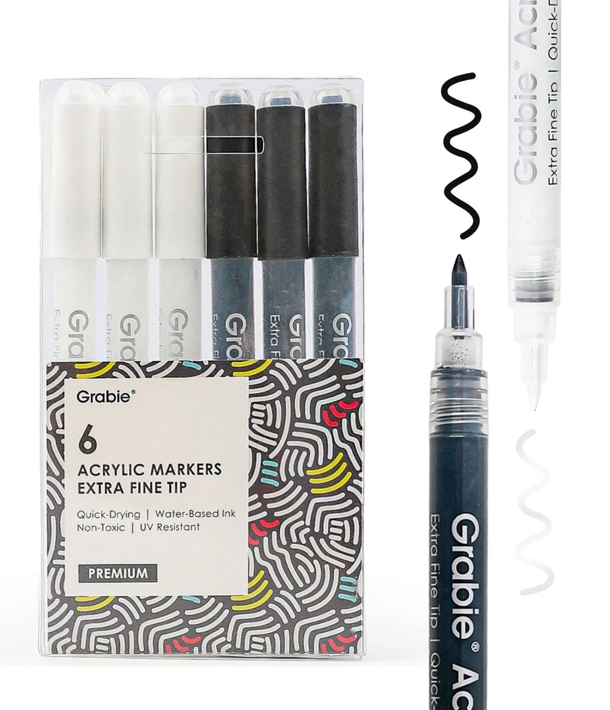 Grabie Fine Tip Black & White Markers 