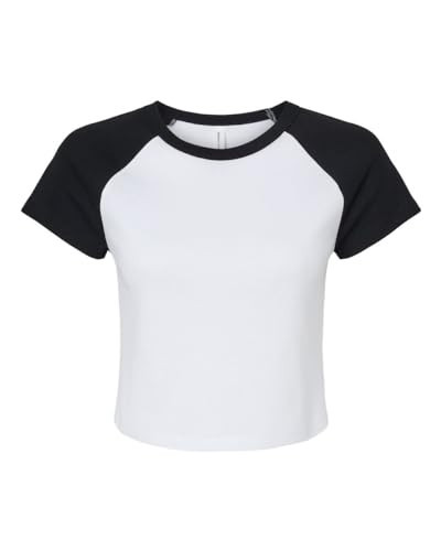 Bella + Canvas Ladies' Micro Ribbed Raglan Baby Tee White/Black | Amazon (US)