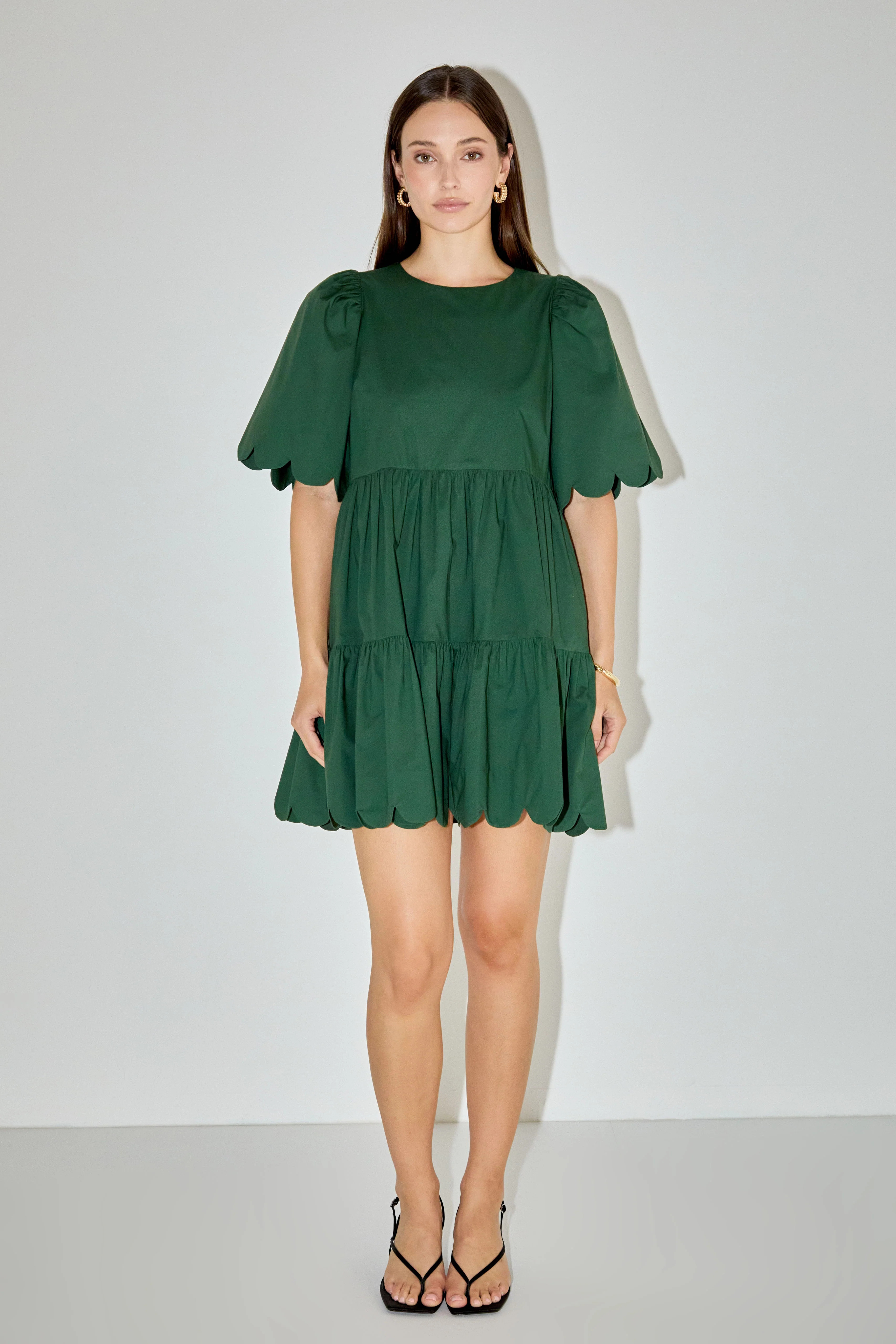 Scallop Detail Tiered Mini Dress | OBJECTRARE