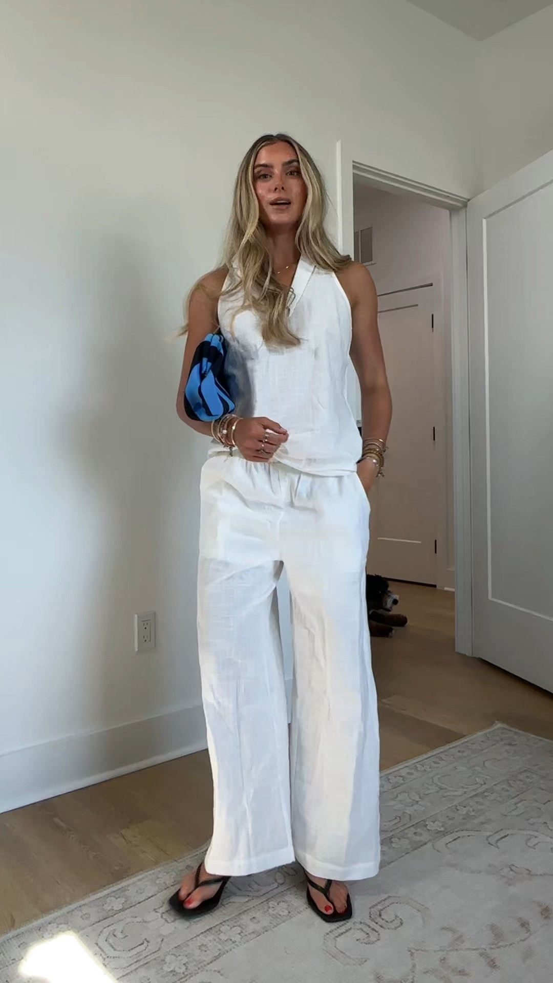 Women's 2 Piece Denim Outfits, Minimalist Halter Neck Top and High Waisted Wide Leg Pant Casual Travel Matching Set

#LTKSaleAlert #LTKSeasonal #LTKootd