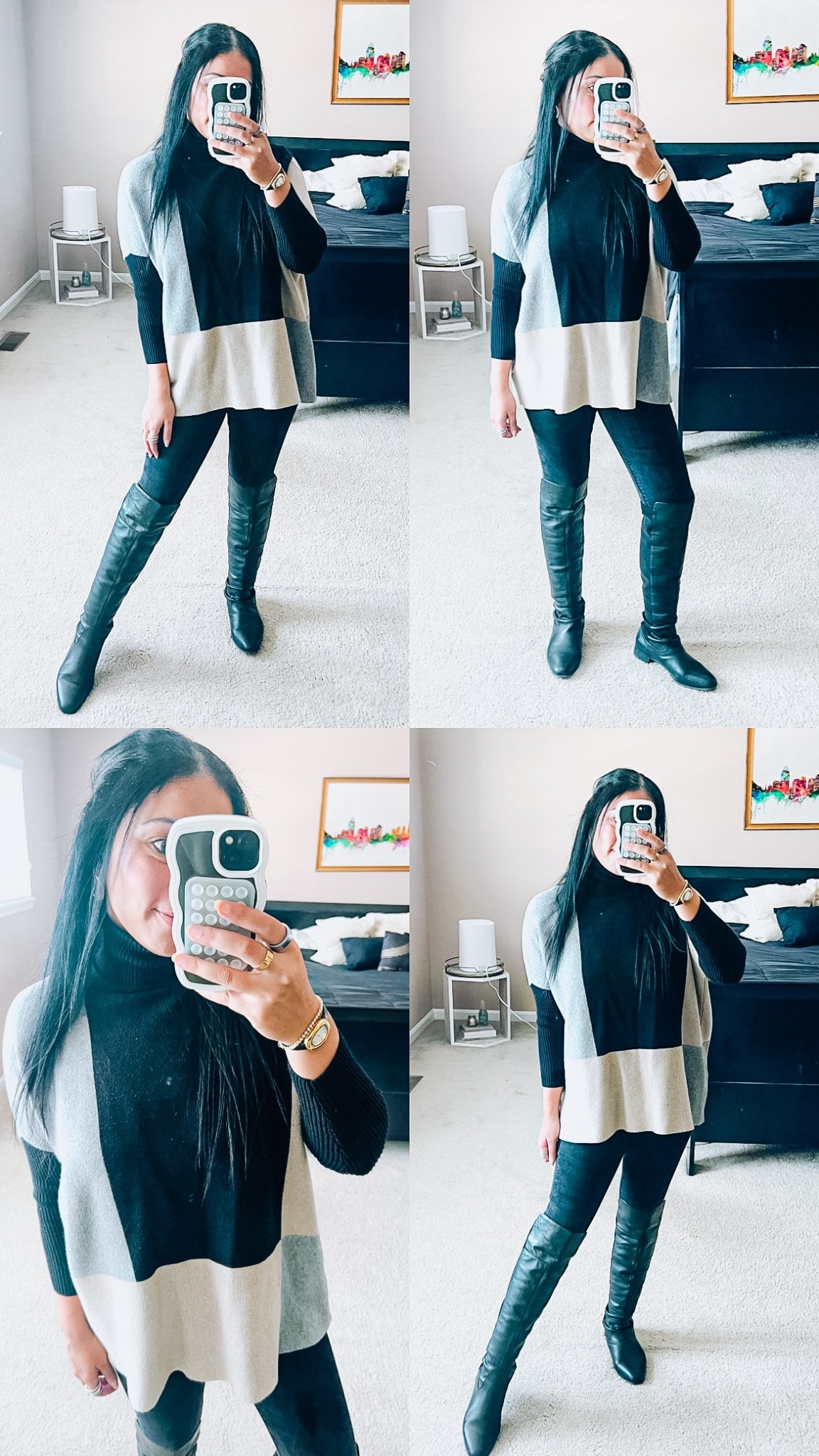 Black knee high boots
Black skinny jeans
Turtleneck sweater
Amazon watch 
Baublebar tennis bracelet


#LTKootd #LTKmomlife #LTKdayinmylife