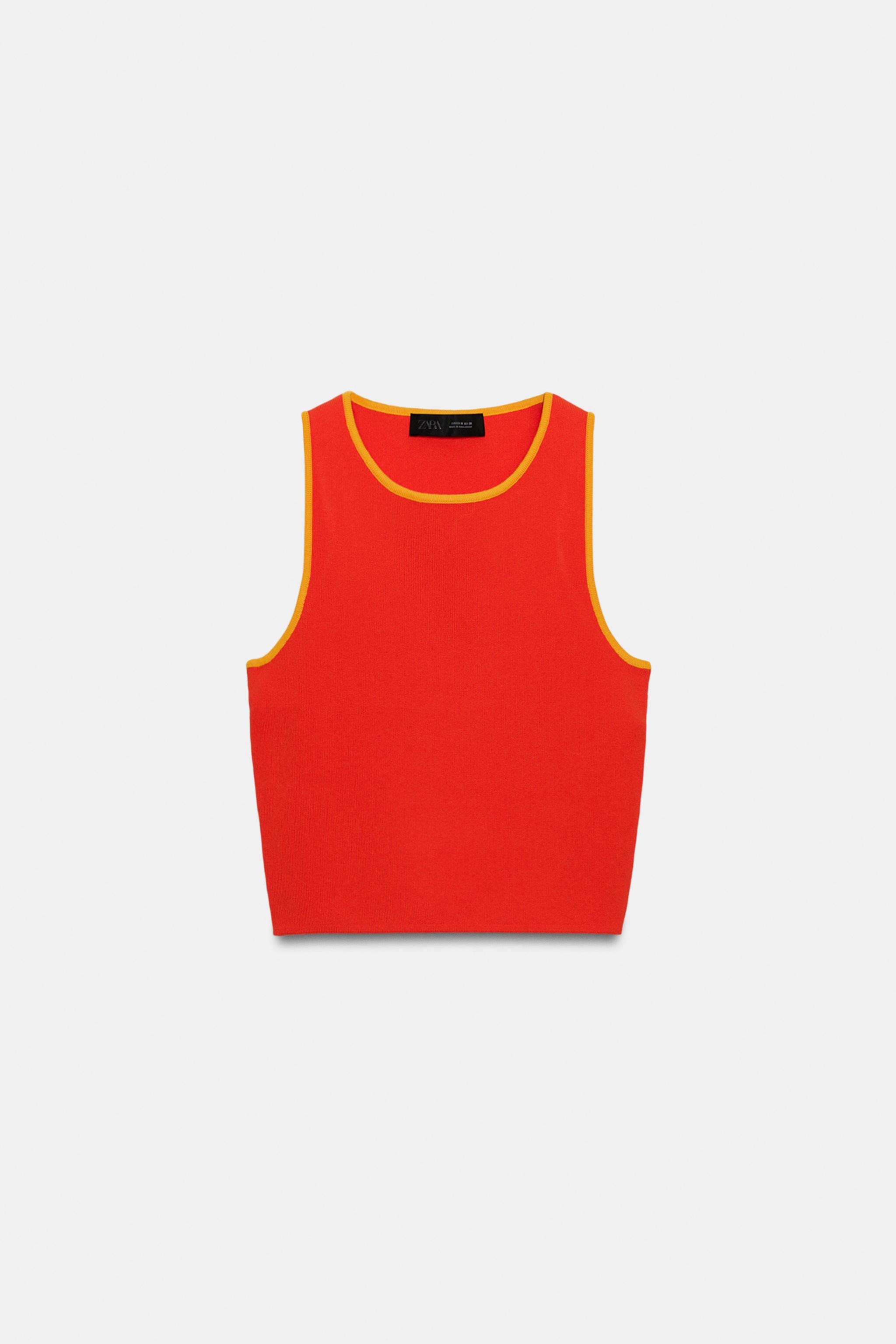 CONTRAST PIPED KNIT CROP TOP | Zara US