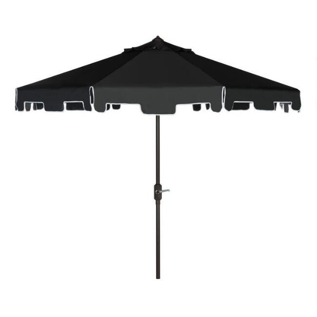 Black Square Scalloped 9 Ft Tilting Patio Umbrella | World Market