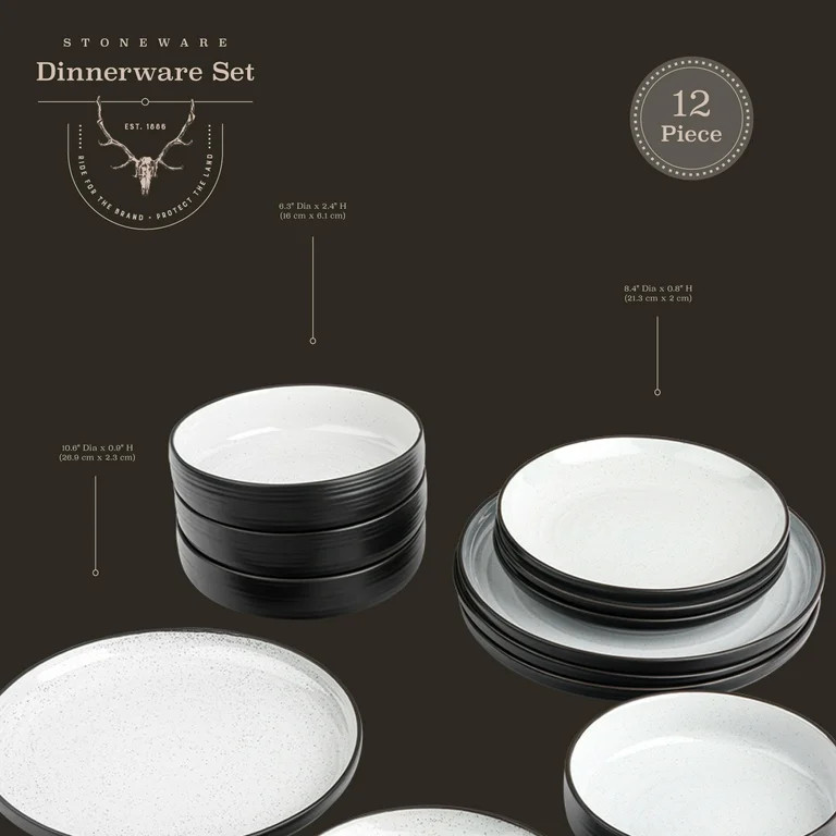 Yellowstone Beth 12-Piece Ceramic Dinnerware Set | Walmart (US)