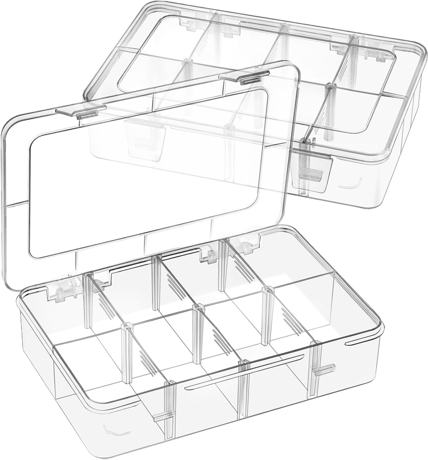 2 Pack 8 Grids Bead Organizer and Small Parts Storage Tackle Boxes | Amazon (US)