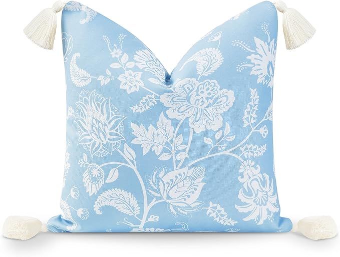 Hofdeco Premium Coastal Hampton Style Patio Indoor Outdoor Throw Pillow Cover Only, 18"x18" Water... | Amazon (US)