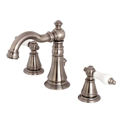 Kingston Brass English Classic Two-Handle 3-Hole Deck Mount Widespread Bathroom Faucet with Brass Pop-Up Drain | Wayfair North America