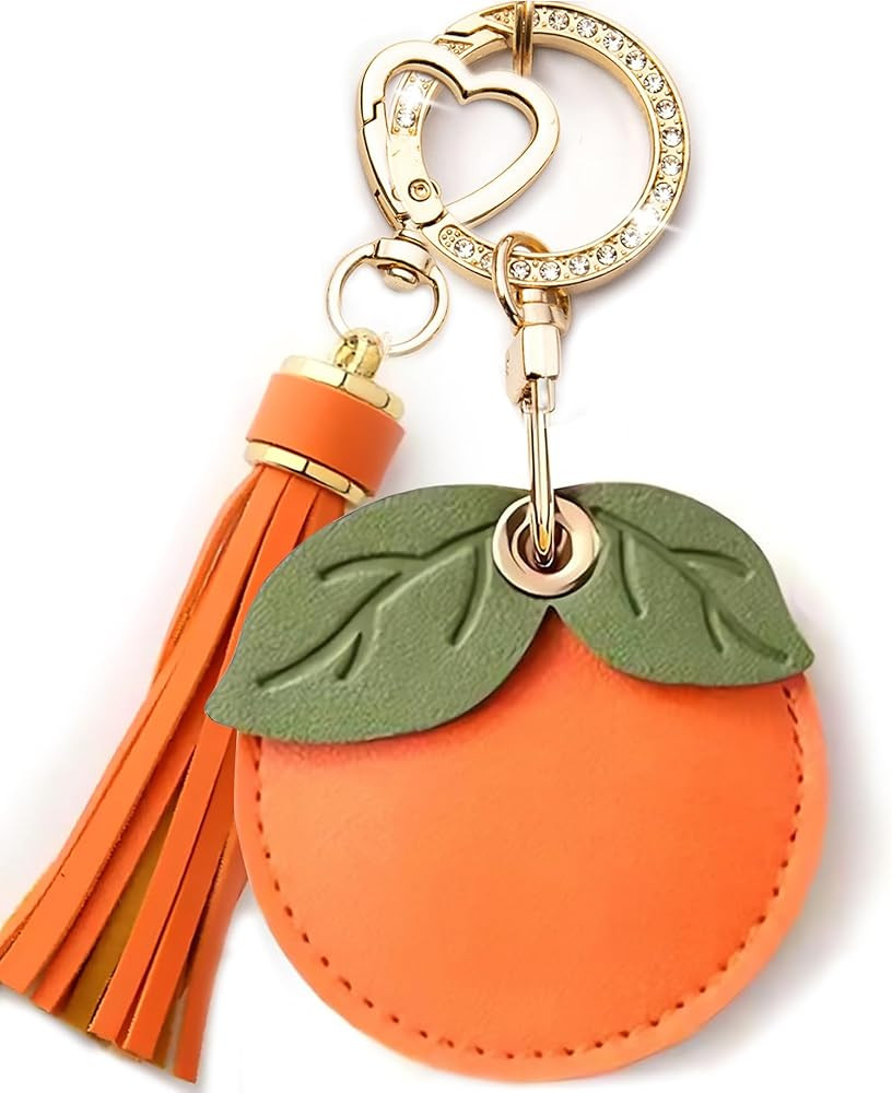 Airtag Keychain Cute Anime Leather Keychain with Bling Keychain Wristlet and Tassel Bag Charm | Amazon (US)