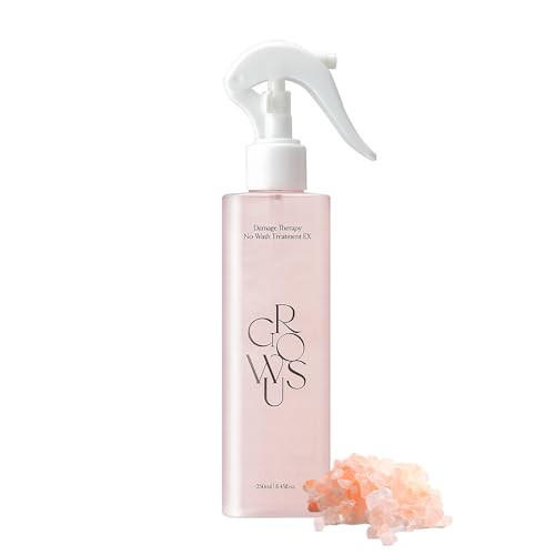 GROWUS Damage Therapy No-Wash Treatment - Leave-in Conditioner Spray & Heat Protectant for Dry Damaged Hair - Anti-Frizz Detangler with Pearl Protein, Softness & Radiant Shine, 8.45 fl.oz (Due Rose) | Amazon (US)