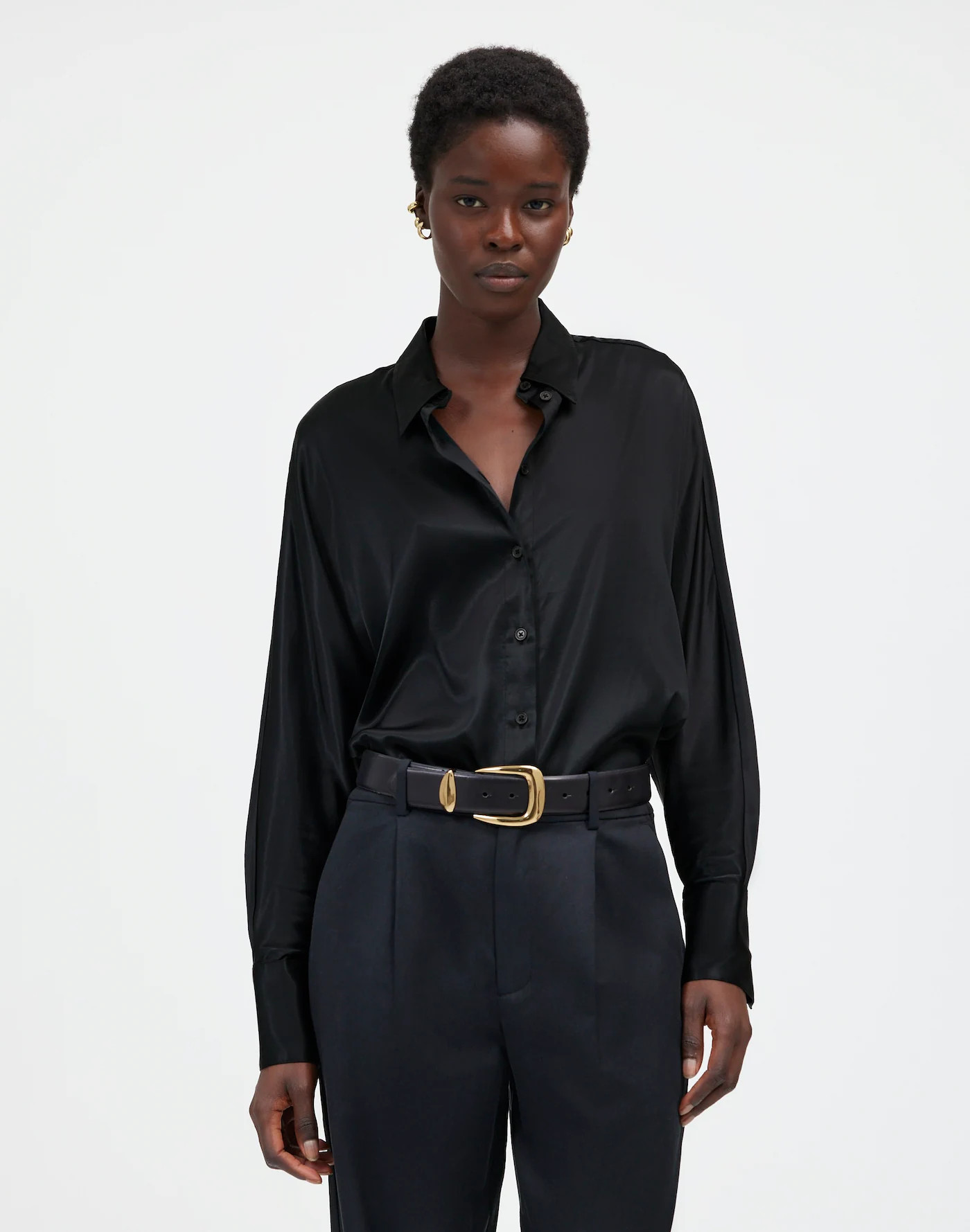 Relaxed Dolman Button-Up Shirt in Satin | Madewell | Madewell