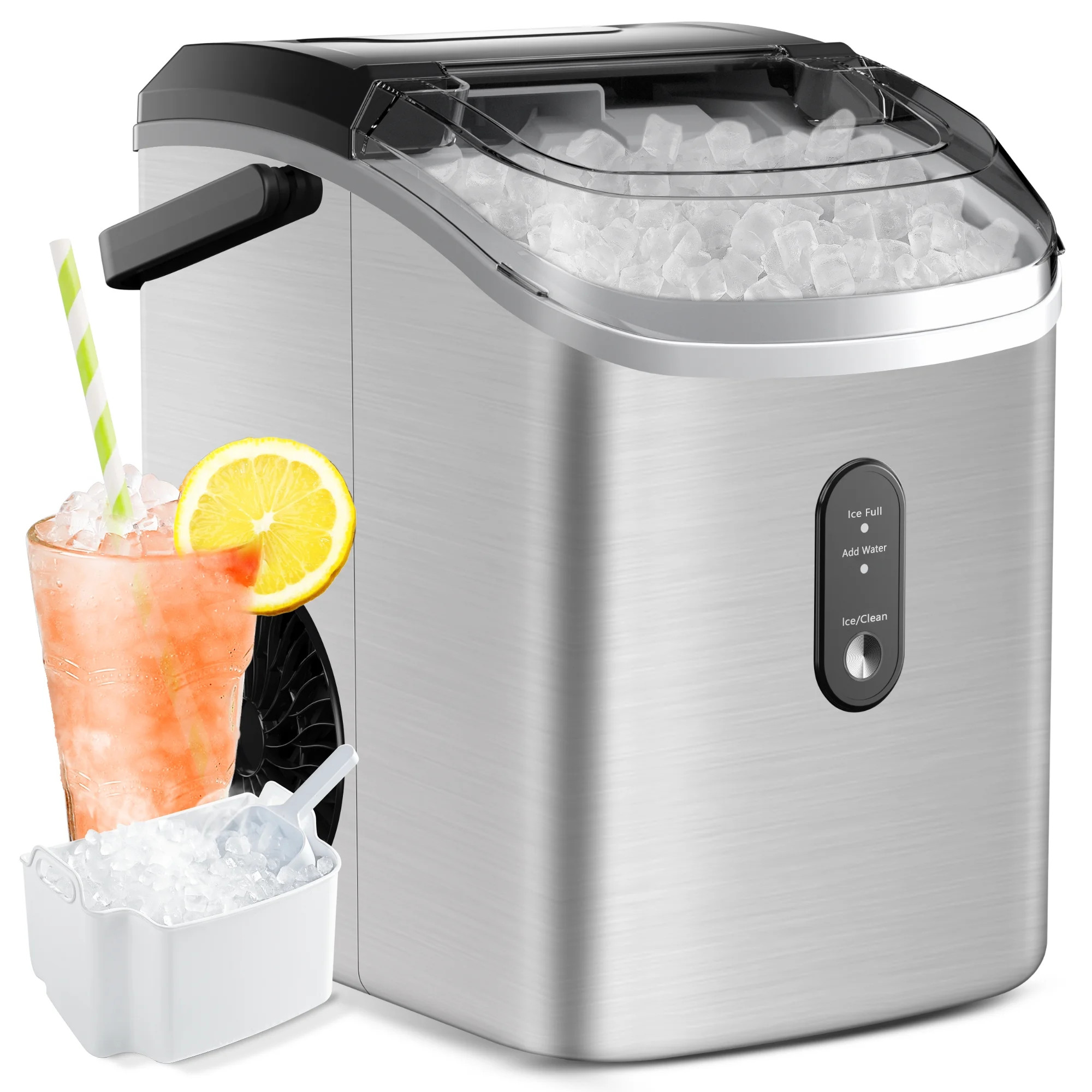 Simzlife Nugget Ice Maker Countertop with Handle, Ready in 6 Mins with Chewable Ice, 34lbs/24H, S... | Walmart (US)