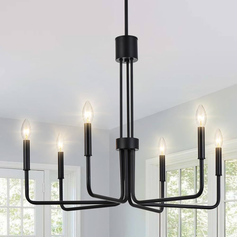 Niloah Black Chandeliers for Dining Room, Dining Room Light Fixture Over Table, 6-Light Modern Fa... | Amazon (US)