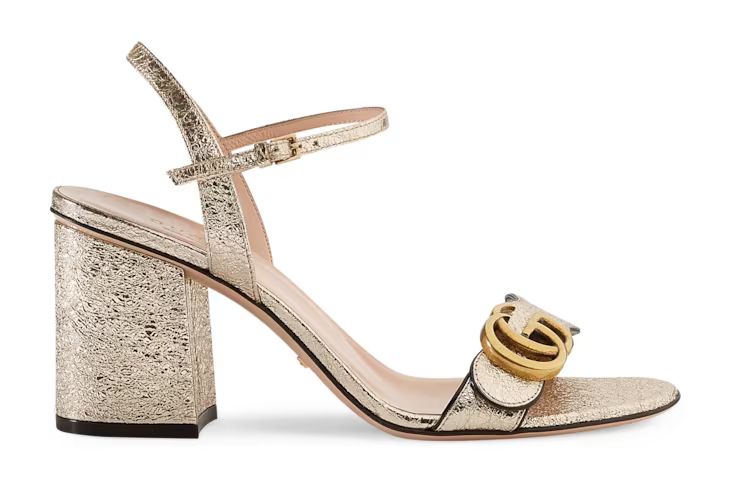 Gucci Metallic laminate leather mid-heel sandal | Gucci (US)