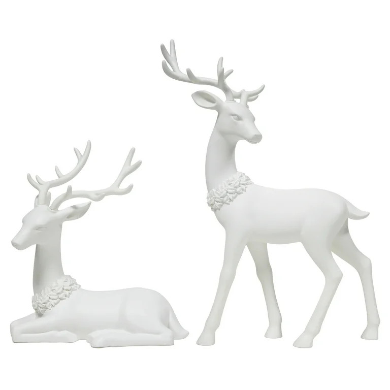 Blow Mold Plastic Deer Christmas Tabletop Decorations, White, 15", 2 Count, by Holiday Time | Walmart (US)