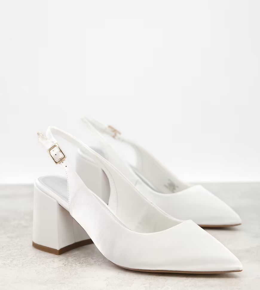 ASOS DESIGN Wide Fit Sammy slingback mid heels in ivory-White | ASOS (Global)