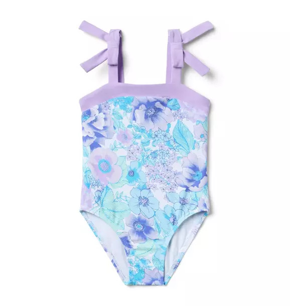 Recycled Floral Bow Strap Swimsuit | Janie and Jack