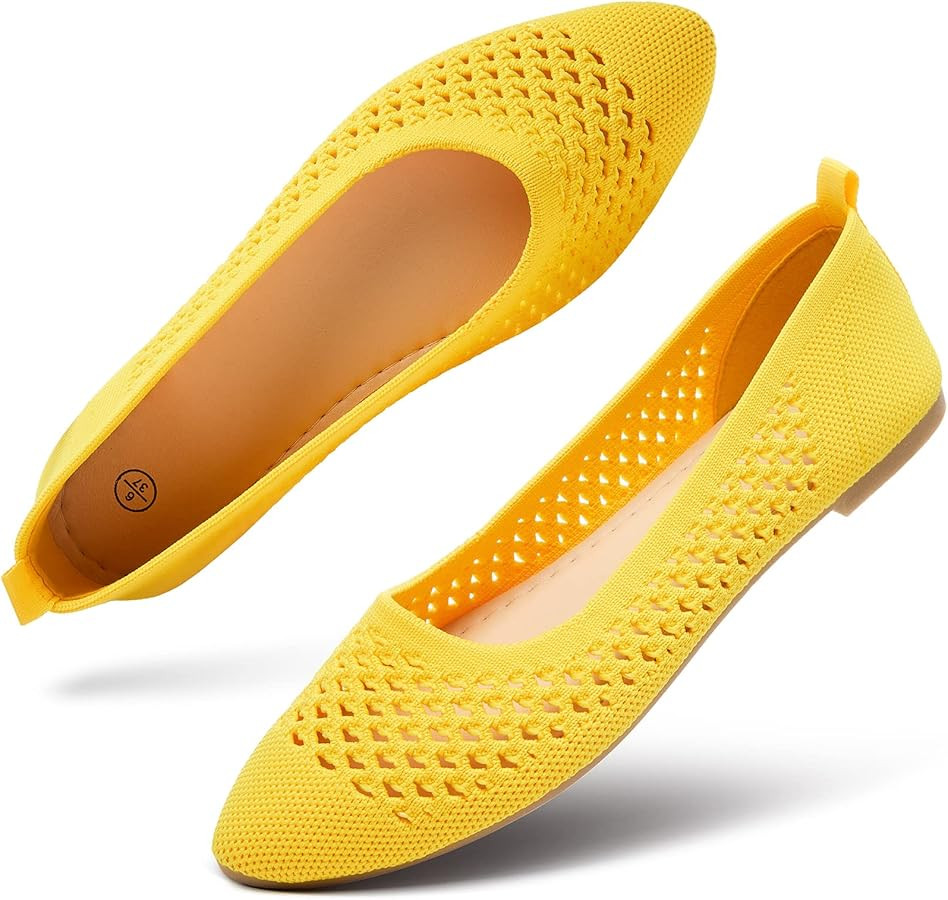 hash bubbie Women's Flats Shoes Women Comfortable Dress Shoes Black Pointed Toe Flats Ballet Mesh... | Amazon (US)