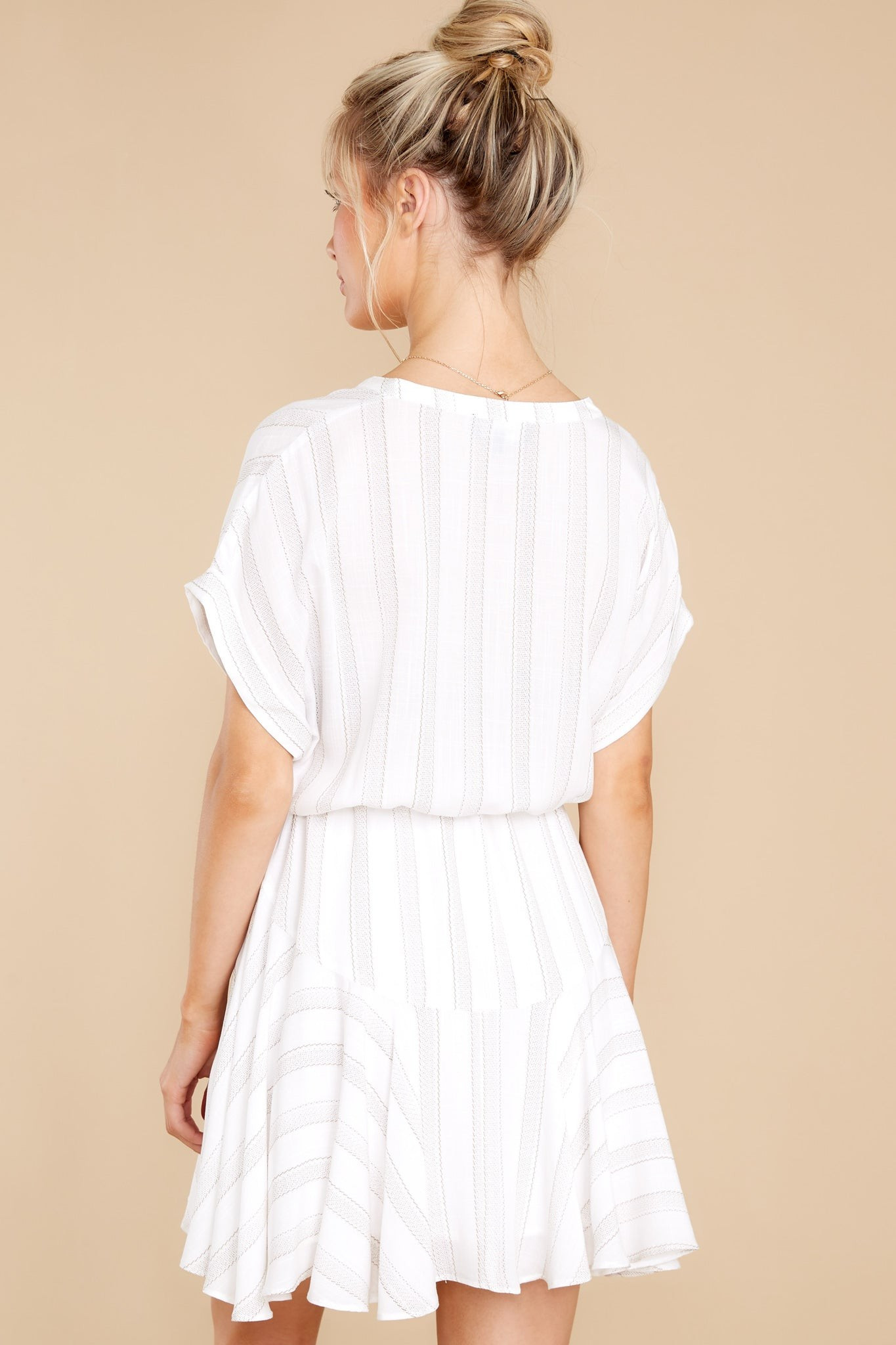 Welcome To My Dreams White Stripe Dress | Red Dress 