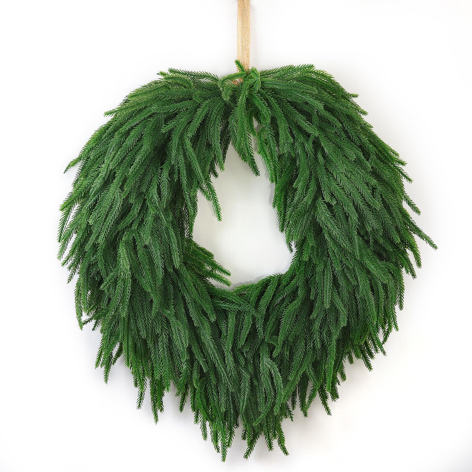 24" Norfolk Pine Christmas Wreath for Front Door – Large Artificial Greenery Wreath for Wall, P... | Amazon (US)