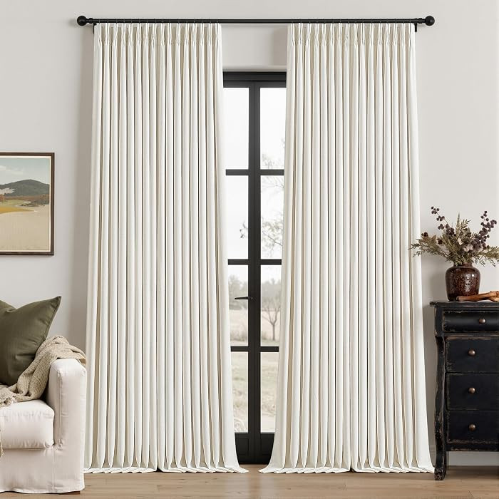 Pinch Pleated Linen Blackout Curtains 102 Inches Long for Bedroom Living Room Pinch Pleat 100% Bl... | Amazon (US)