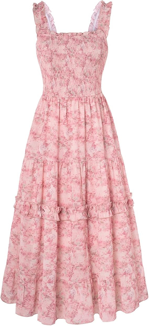Scarlet Darkness Floral Dress for Women 2026 Flowy Sundress Smocked Cottagecore Dresses | Amazon (US)
