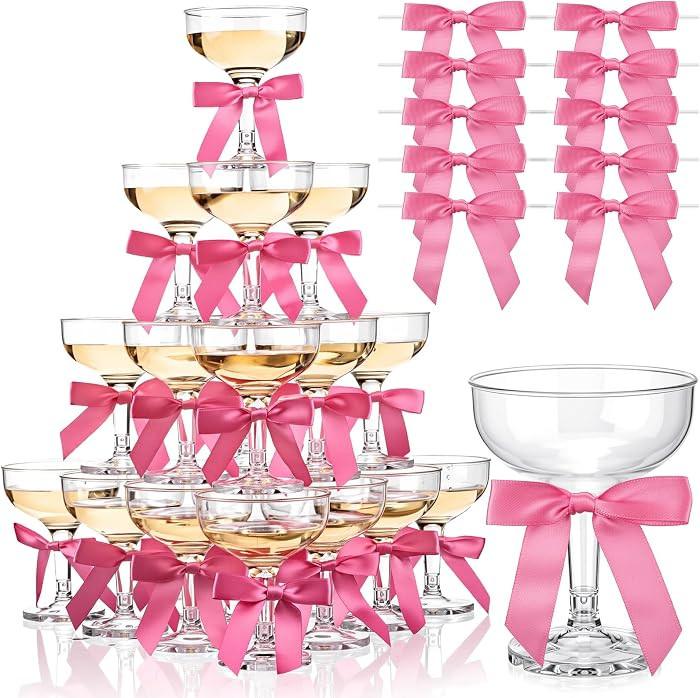 Zopeal Set of 30 Plastic Martini Glasses 5 oz Champagne Flutes Margarita Cocktail Glasses with Bo... | Amazon (US)