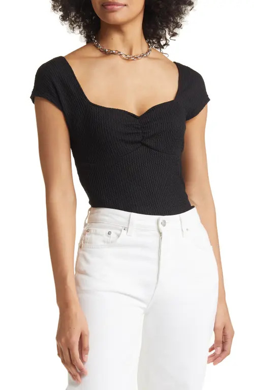 halogen(r) Cap Sleeve Sweetheart Neck Top in Black at Nordstrom, Size Xx-Small | Nordstrom