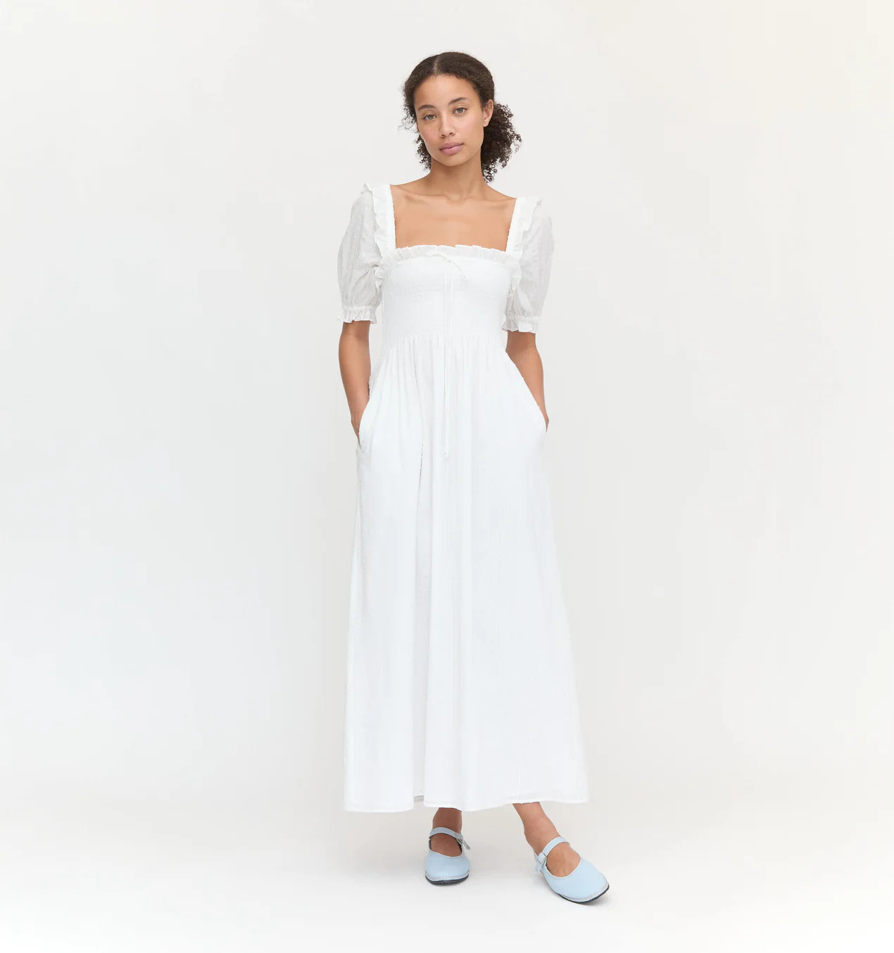 The Scarlett Nap Dress - White Linear Swiss Dot | Hill House Home US