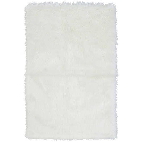 Mainstays Flokati Solid White Fur Accent Rug 30x46 in | Walmart (US)