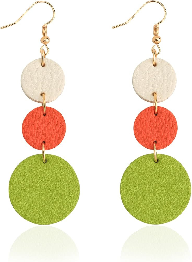Leather Earrings Dangle Drop for Women, Teardrop Earrings Lightweight for Her | Amazon (US)