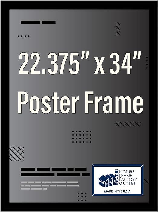 (22.375x34) Picture Frame | Poster Frame | Puzzle Frame - 1.25" Flat Black Profile - Hardware and... | Amazon (US)