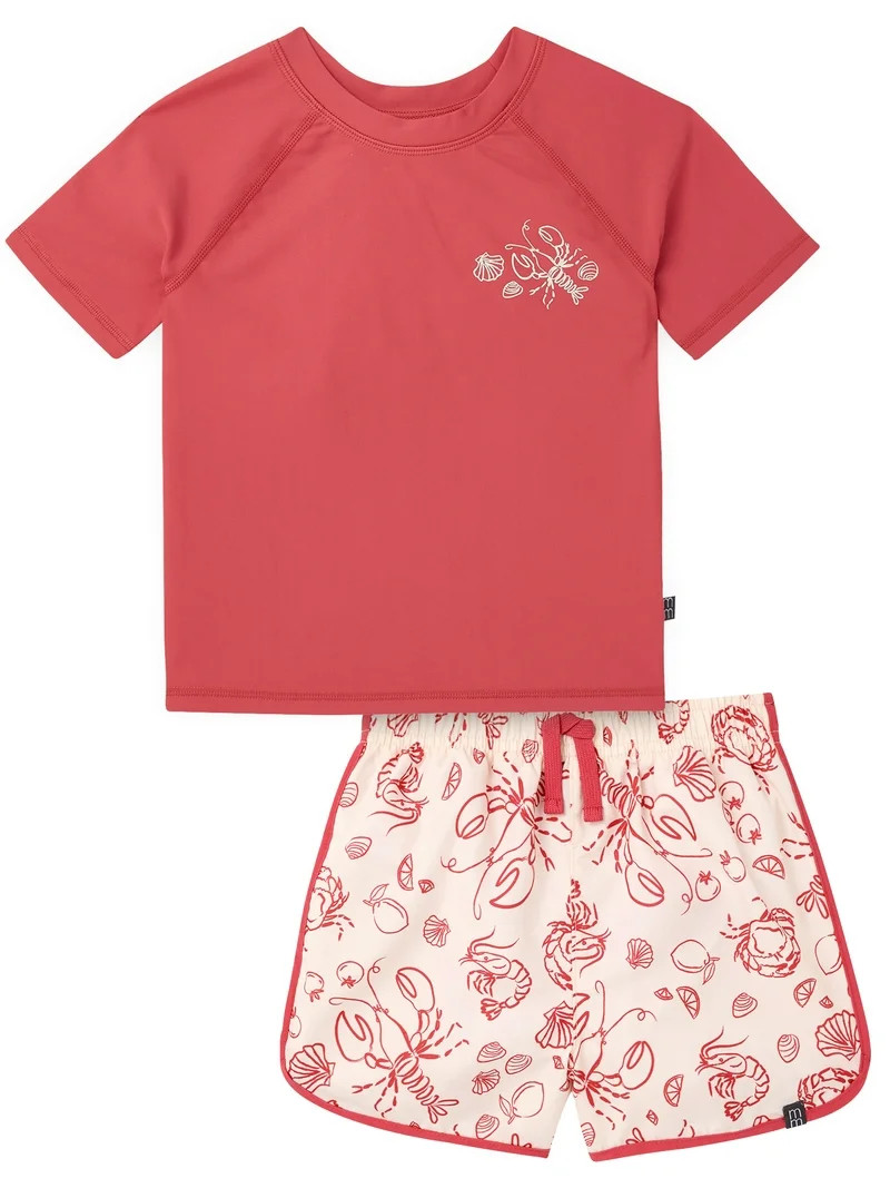 Modern Moments by Gerber Baby and Toddler Boy Short- Sleeve Rash Guard and Trunk Set, 2-Piece, Si... | Walmart (US)