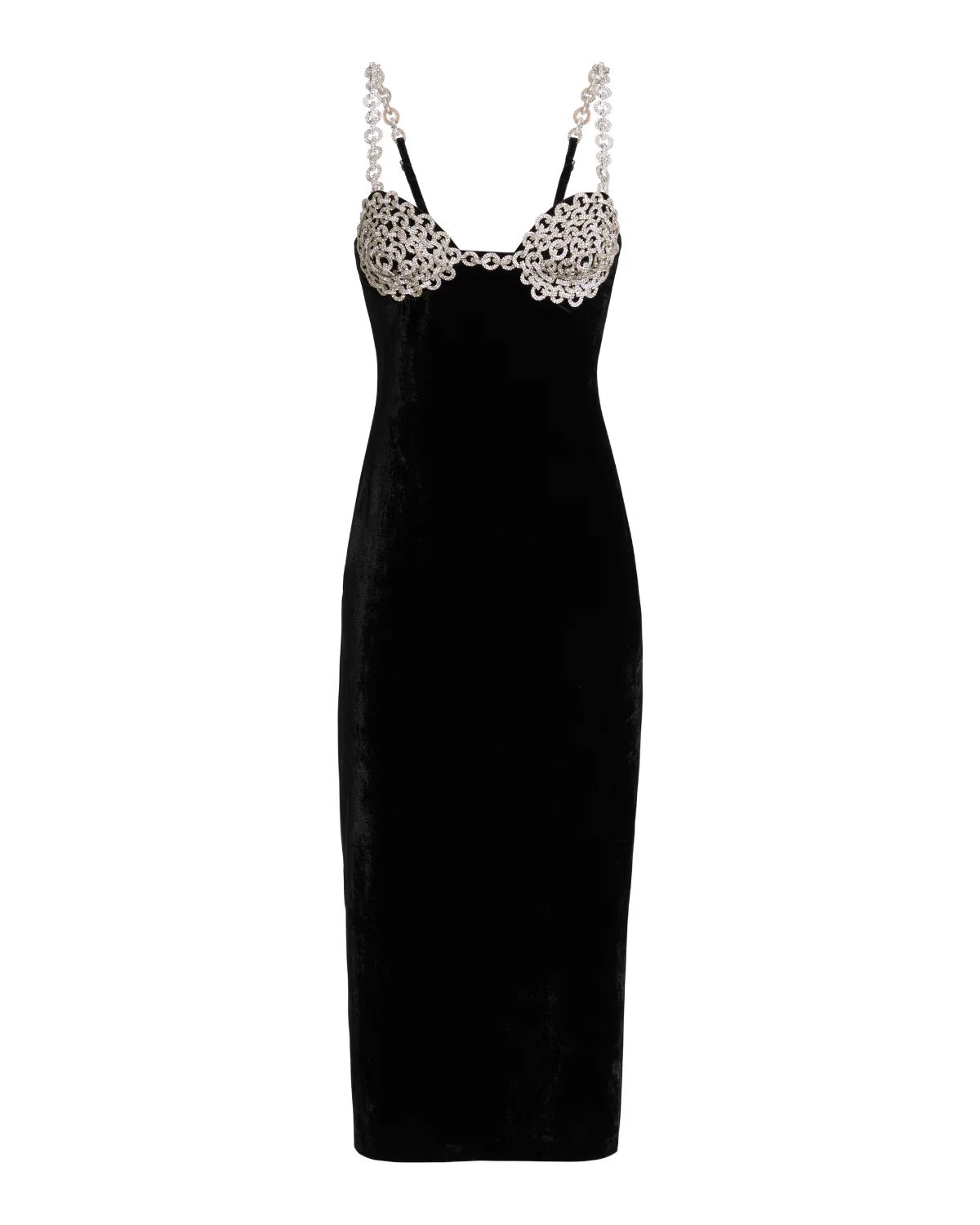 Crystal Chain Velvet Midi Dress (FINAL SALE) | PatBO