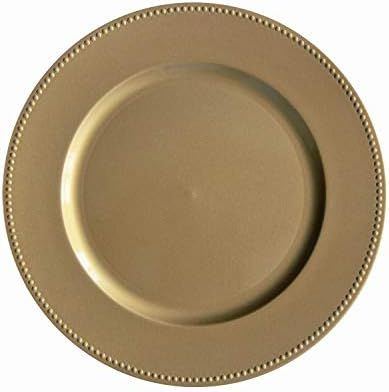 Gold Plastic Beaded Charger Plates - 12 pcs 13 Inch Round Wedding Party Decroation Charger Plates (G | Amazon (CA)