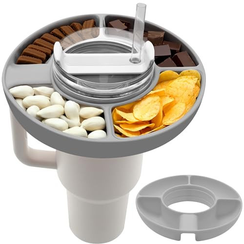 Stanley Cup Snack Bowl - Silicone Tray Compatible with Quencher 1.0/2.0 40 oz Tumbler, Reusable Ring for Home, Container Accessory, Grey | Amazon (US)
