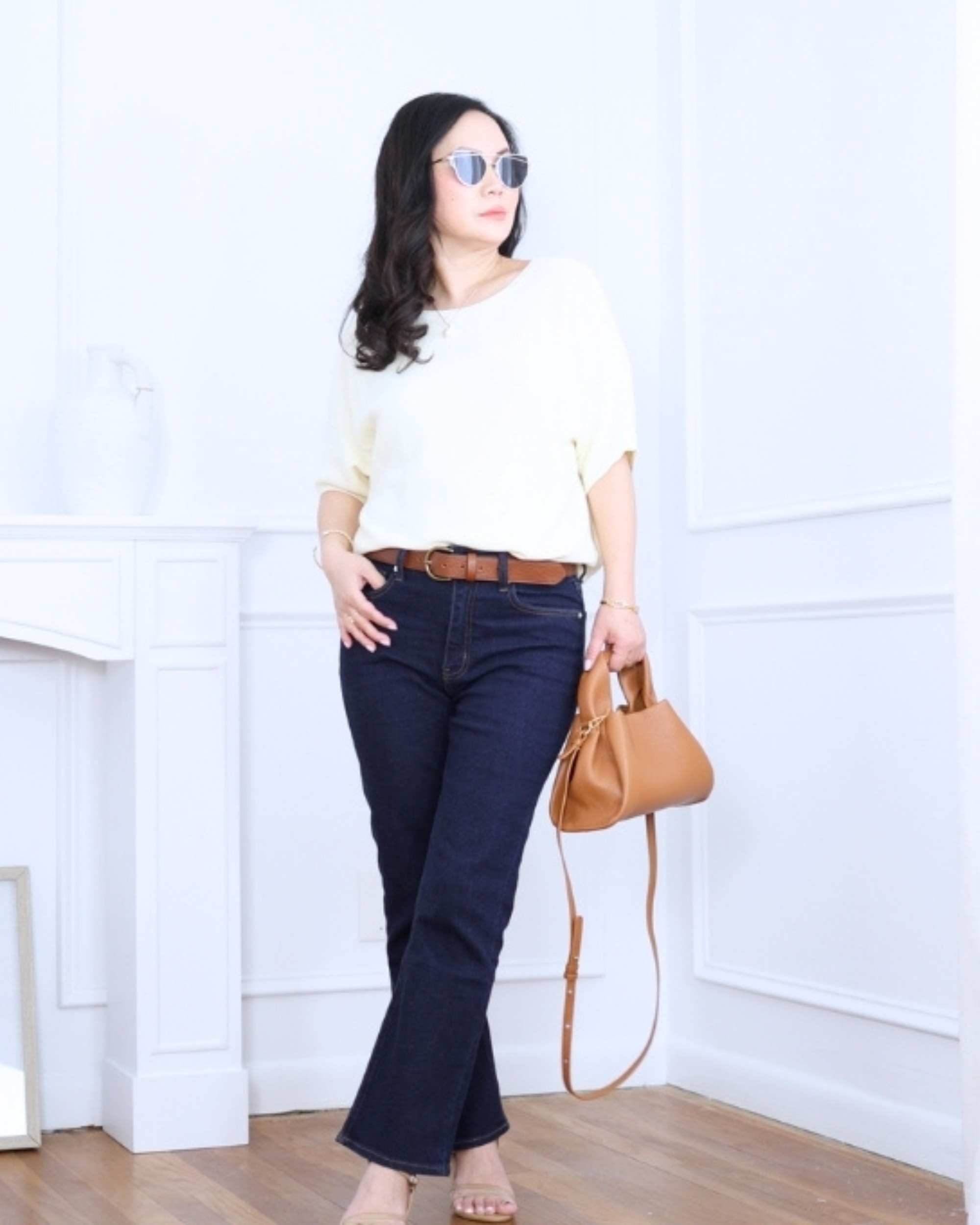 Butter yellow sweater paired with kick-flare jeans from Quince — soft, cheerful, and effortlessly polished for an easy everyday outfit. I'm 5'2, wearing size S. 

 #LTKootd #LTKOver40 #LTKPetite