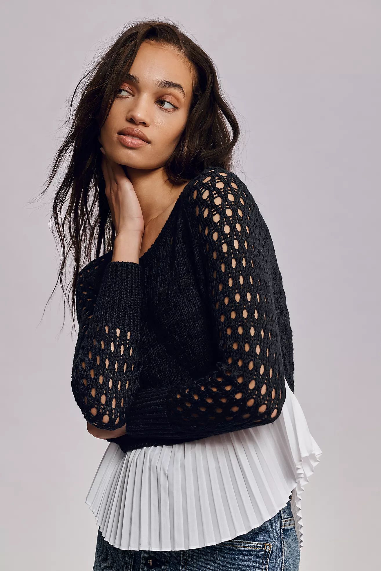 Maeve Layered Pleated Sweater | Anthropologie (US)