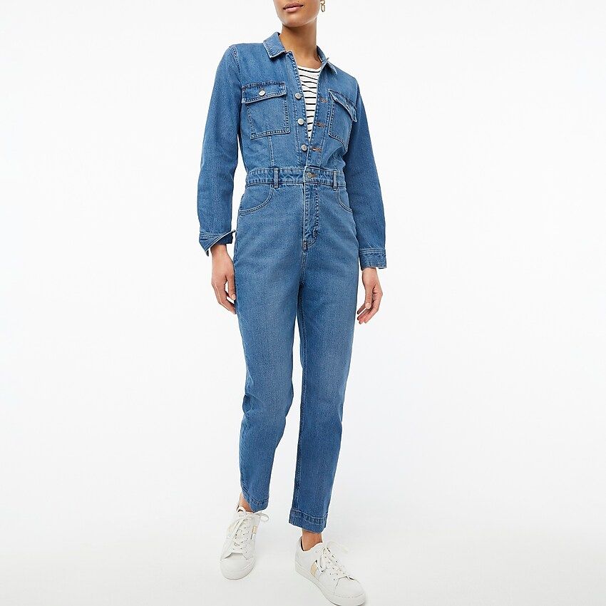 Denim collared utility jumpsuitItem BF898 
 
 
 
 
 There are no reviews for this product.Be the ... | J.Crew Factory