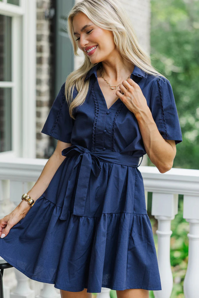 Make Yourself Known Navy Dress | The Mint Julep Boutique