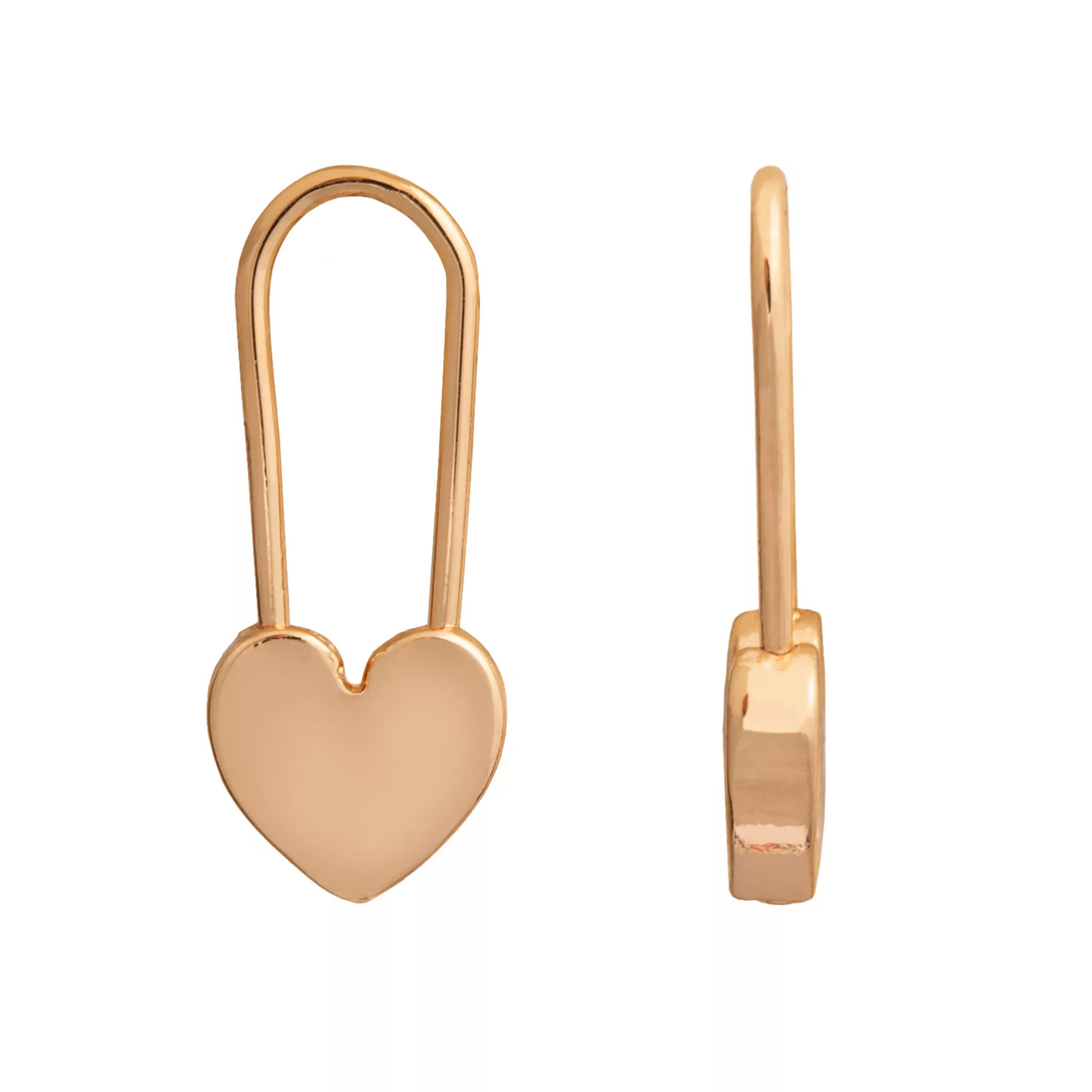LC Lauren Conrad Heart Safety Pin Nickel Free Drop Earrings | Kohl's